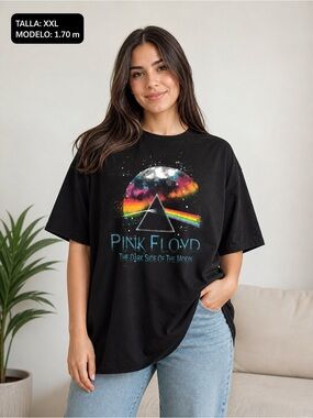Pink Floyd Black Tee with Rainbow Prism Graphic